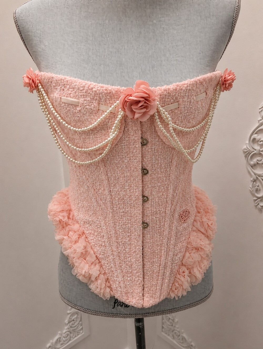 Lacemade Pink Floral Pearl-Trim Corset - Picture 1 of 7